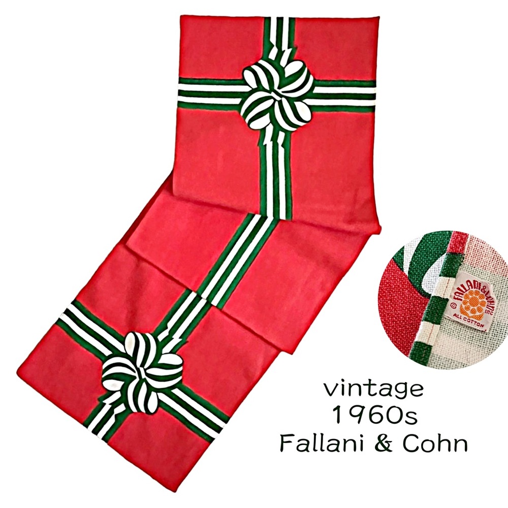 vintage 60s MCM Fallani & Cohn Christmas Bow table runner